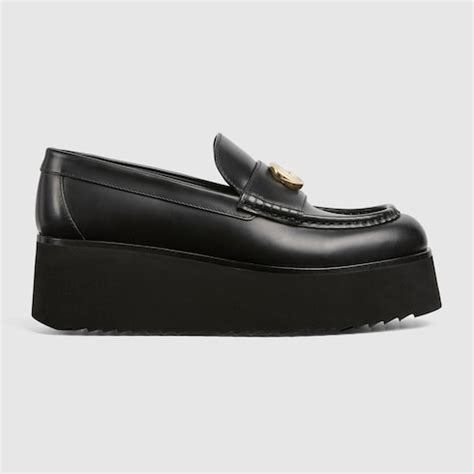 Women's Double G creeper loafer in black leather 